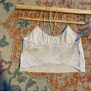 Elegant Lace Trimmed Cream Crop Top